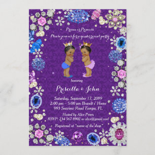 Gender Reveal Baby Shower, damask, purple Invitation
