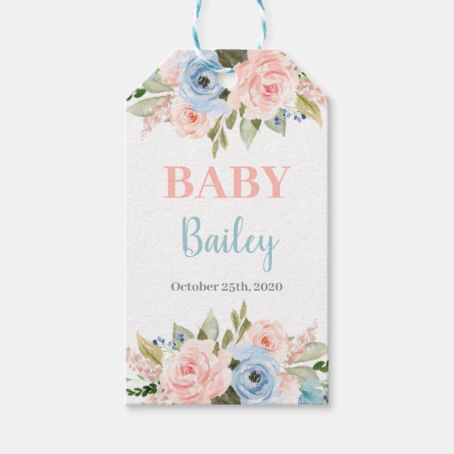 Gender Reveal baby shower Gift Tags (Front)