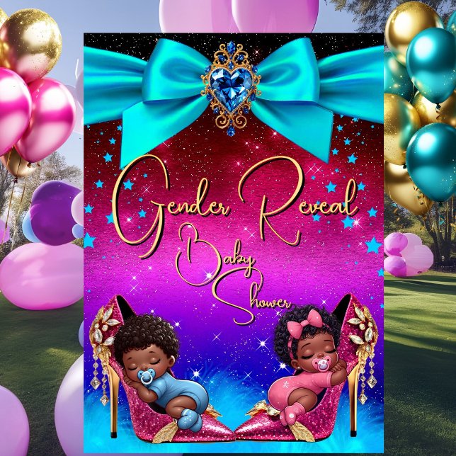 Gender reveal Baby Shower Girl Boy Pink Blue Shoe Invitation (Creator Uploaded)