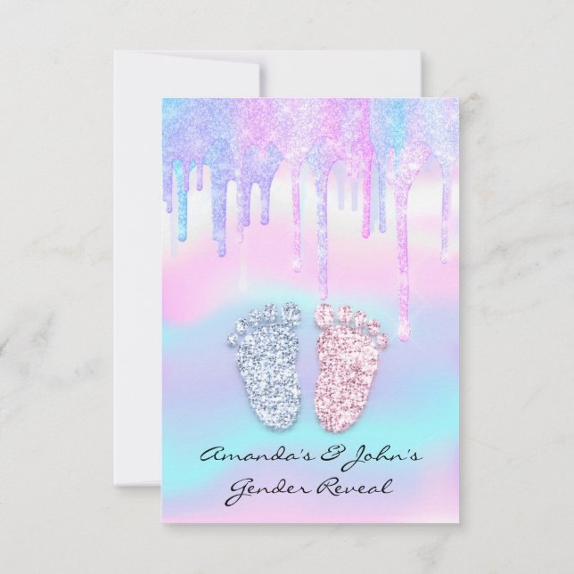 Gender Reveal Baby Shower Girl Feet Unicorn Invitation (Back)