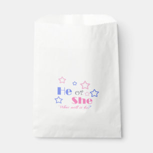 Gender reveal baby shower he or she baby shower favour bags