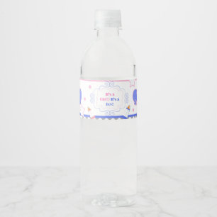 Gender reveal baby shower he or she baby shower water bottle label