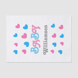 Gender Reveal Baby Shower Hearts Collection A23 Tissue Paper