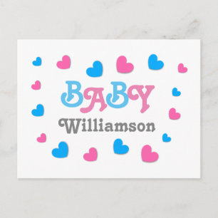 Gender Reveal Baby Shower Hearts Collection A24 Invitation Postcard