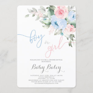 Gender reveal baby shower invitation