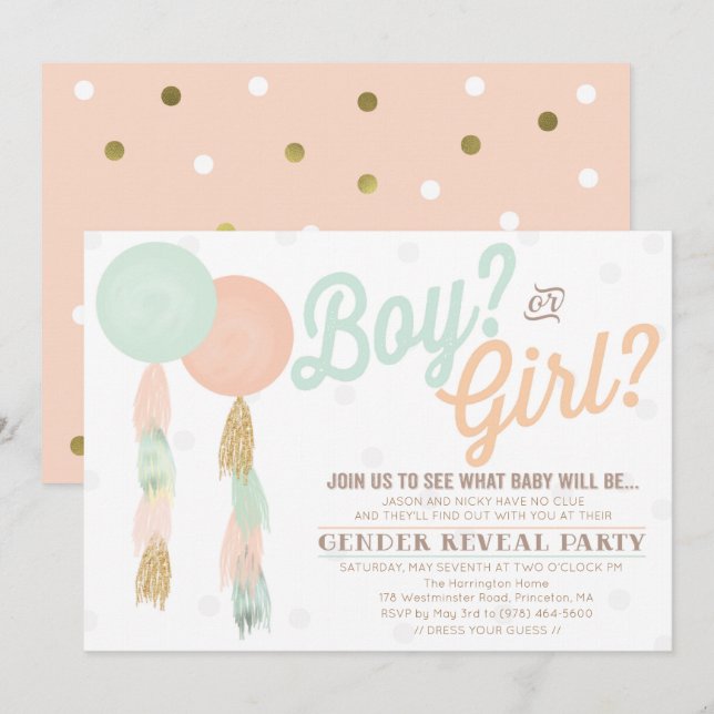 Gender Reveal Baby Shower Invitation (Front/Back)