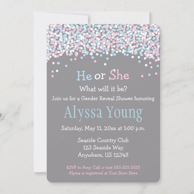 Gender Reveal Baby Shower Invite (Front)