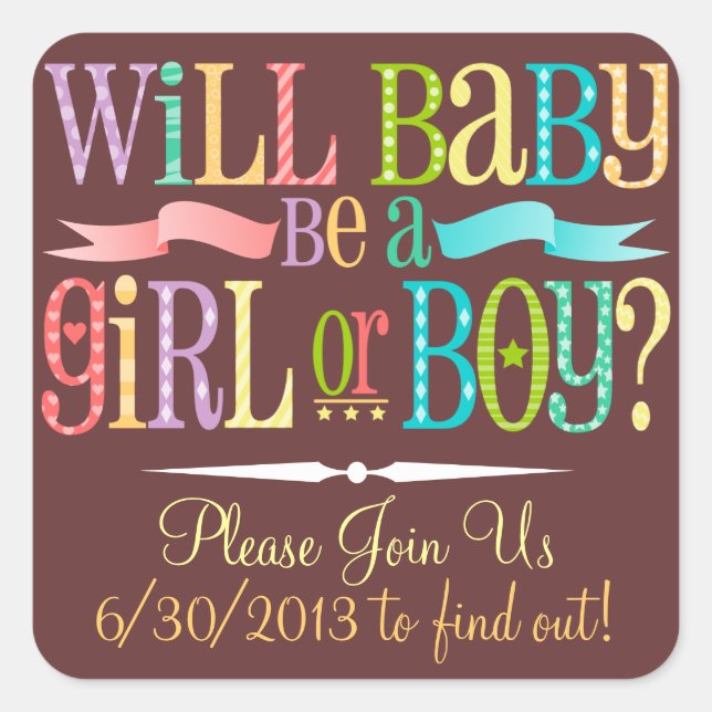 Gender Reveal Baby Shower Party - Custom Stickers (Front)