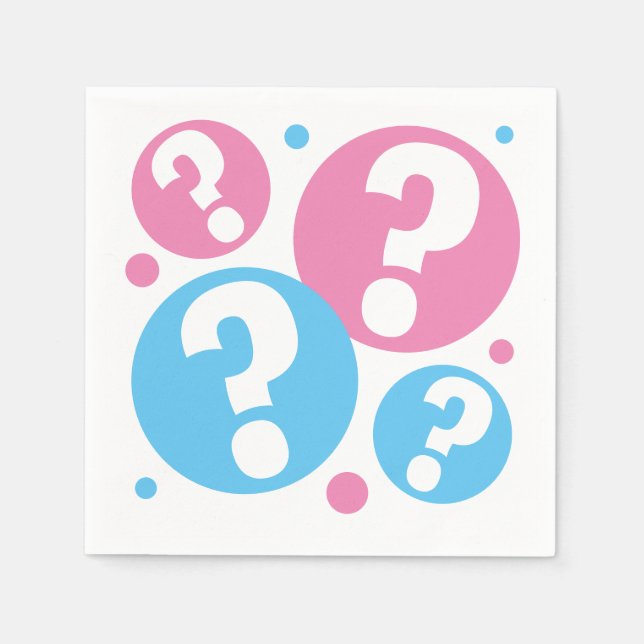Gender reveal baby shower party pink and blue napkin (Front)