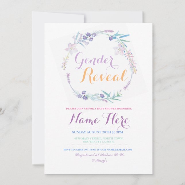 Gender Reveal Baby Shower Pink Floral Party Invite (Front)