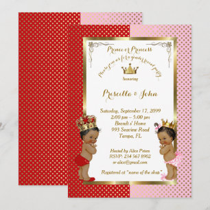 Gender Reveal Baby Shower, red, pink, gold Invitation