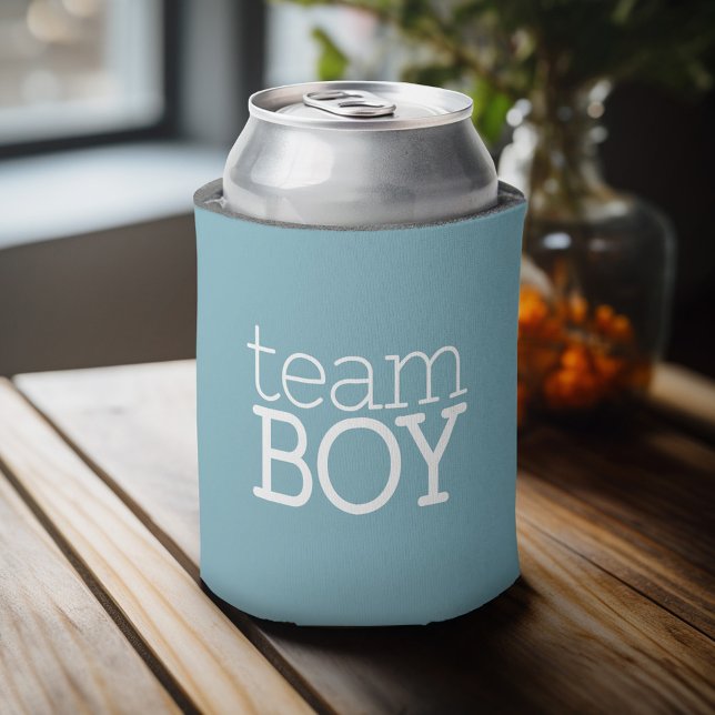 Gender Reveal Baby Shower - Team Blue Boy Can Cooler (Personalized Can Cooler - Add Custom Text or Name)