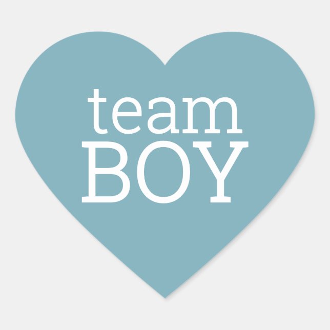Gender Reveal Baby Shower - Team Blue Boy Heart Sticker (Front)