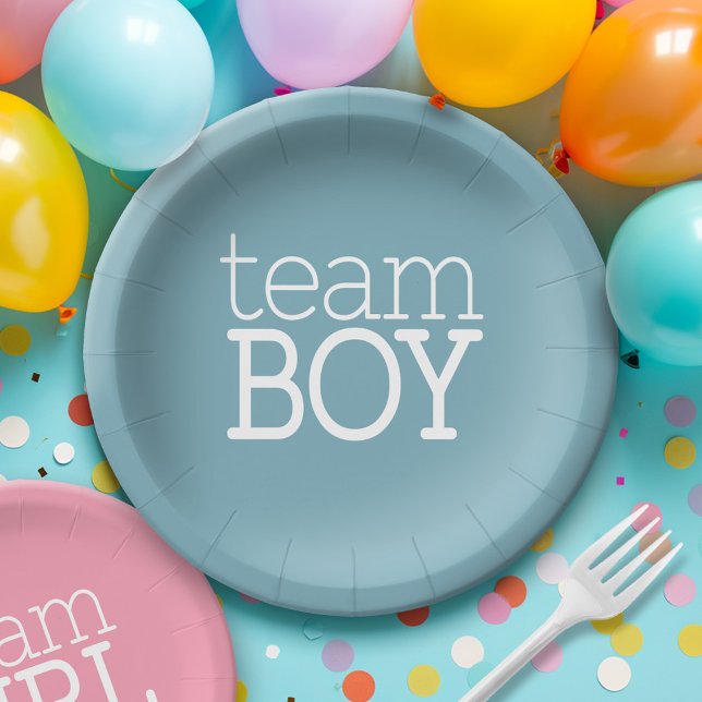 Gender Reveal Baby Shower - Team Blue Boy Paper Plate (Personalized Party Plates)