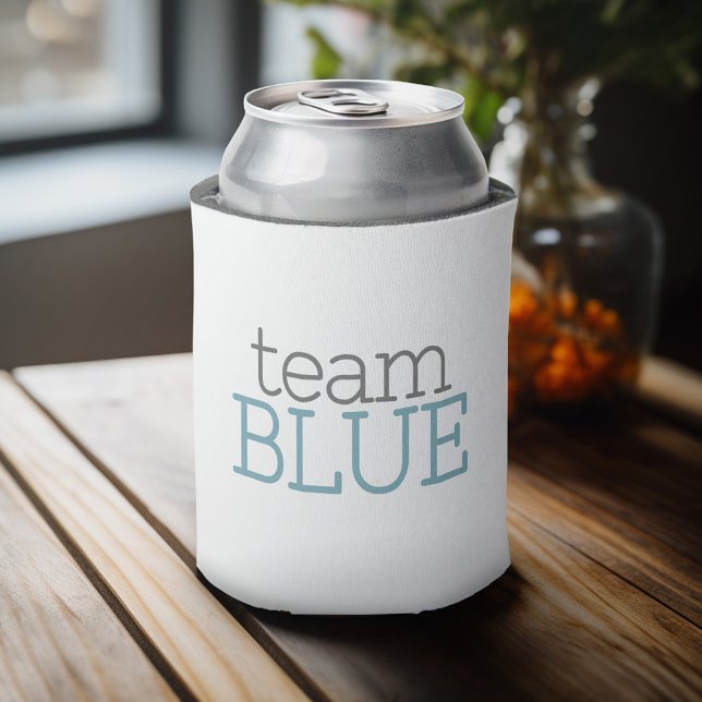 Gender Reveal Baby Shower - Team Blue Can Cooler (Personalized Can Cooler - Add Custom Text or Name)
