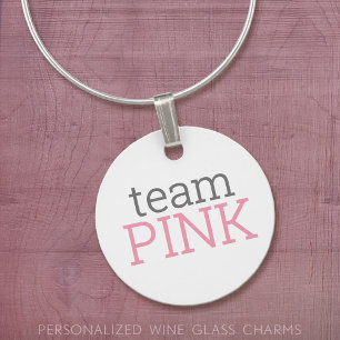 Gender Reveal Baby Shower - Team Pink Wine Charm