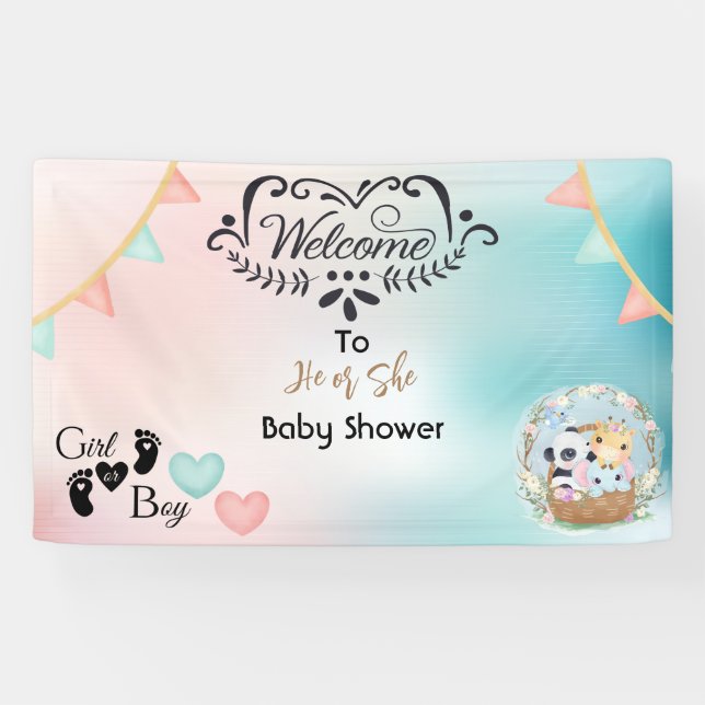 Gender Reveal Baby Shower Welcome Banner (Horizontal)