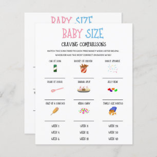Gender Reveal Baby Size Craving Comparisons Game 