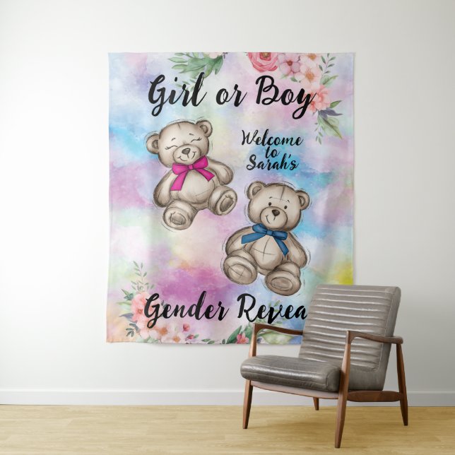Gender Reveal Backdrop Tapestry (In Situ)