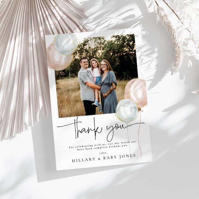 Gender Reveal Balloon Baby Shower Thank you card (Creator Uploaded)