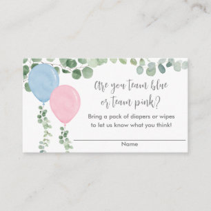 Gender reveal balloons baby shower diaper raffle enclosure card