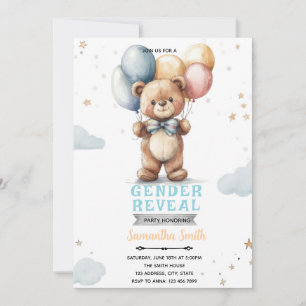 Gender Reveal Bear Baby Shower Invitation