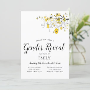 Gender Reveal Bee Baby Shower Invitation