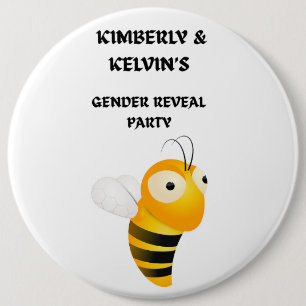Gender Reveal Bee Party 6 Cm Round Badge