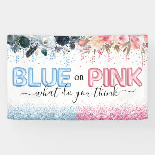 Gender Reveal Blue or Pink Baby Shower Banner