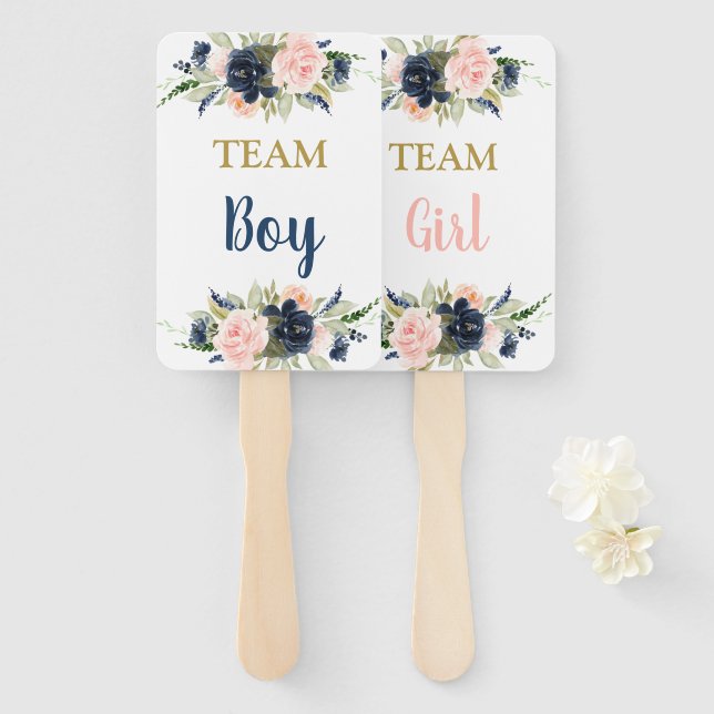Gender Reveal blue or pink Hand Fan (Front and Back)