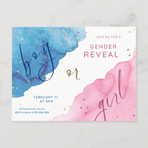 gender reveal, blue or pink, he or she, postcard