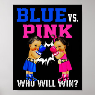 Gender Reveal Blue Vs Pink Ethnic Boxing Babies Bo Poster