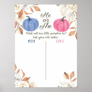 Gender Reveal Blush Pink and Navy Voting Board Poster