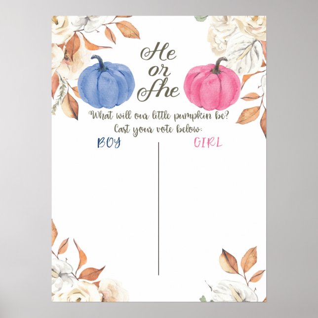 Gender Reveal Blush Pink and Navy Voting Board Poster (Front)