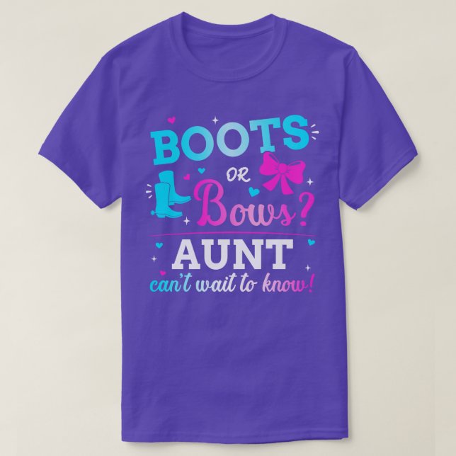 Gender reveal boots or bows aunt matching baby par T-Shirt (Design Front)