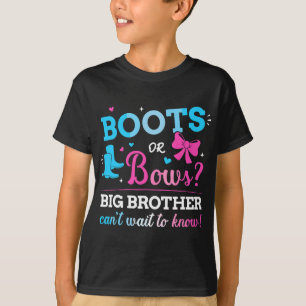 Gender reveal boots or bows brother matching baby  T-Shirt