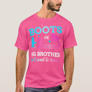 Gender reveal boots or bows brother matching baby  T-Shirt