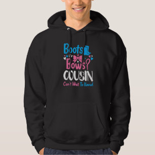 Gender Reveal Boots Or Bows Cousin Baby Announceme Hoodie