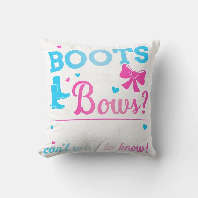 Gender reveal boots or bows mama matching baby par cushion (Front)
