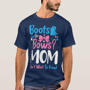 Gender Reveal Boots or Bows Mum Baby Announcement T-Shirt