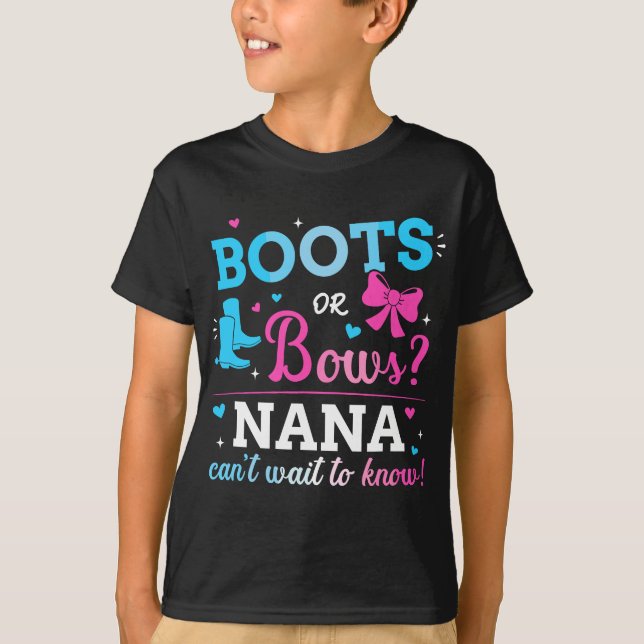 Gender reveal boots or bows nana matching baby par T-Shirt (Front)
