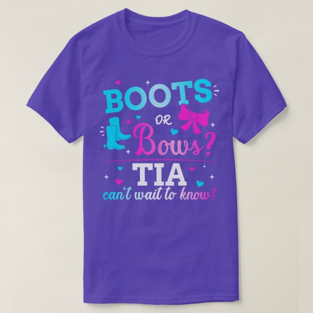 Gender reveal boots or bows tia matching baby part T-Shirt (Design Front)
