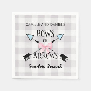 Gender Reveal Bows or Arrows Baby Shower Napkin