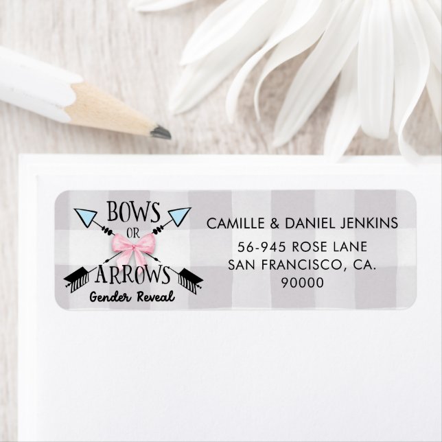Gender Reveal Bows or Arrows Return Address (Insitu)