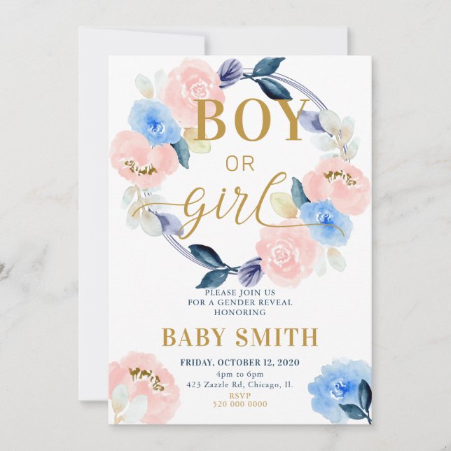 Gender reveal Boy or Girl invitation (Front)