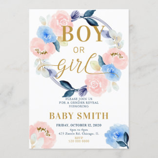Gender reveal Boy or Girl invitation