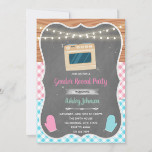 Gender reveal bun in the oven party invitation