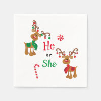 Gender Reveal Christmas Reindeer Holiday green Red