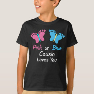 Gender Reveal Cousin Pink or Blue Butterflies T-Shirt