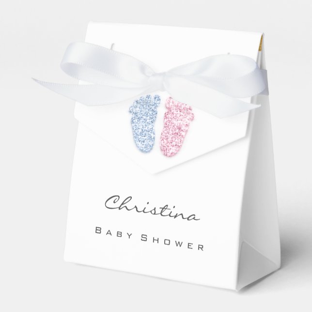 Gender Reveal Feet Feet Drips Glitter Pink Blue Favour Box (Front Side)